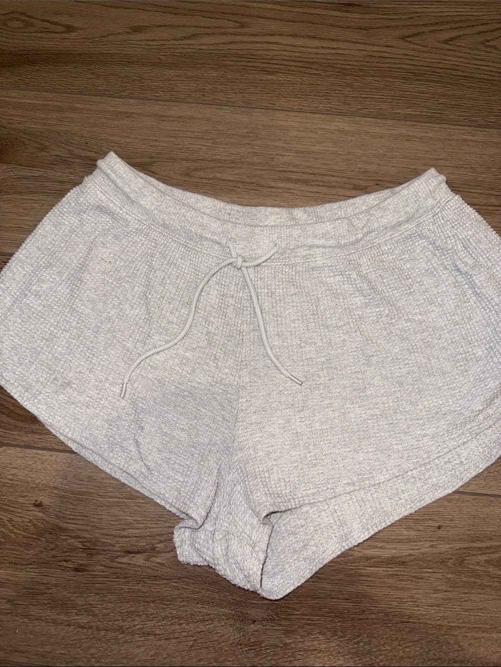 Gray waffle knit shorts